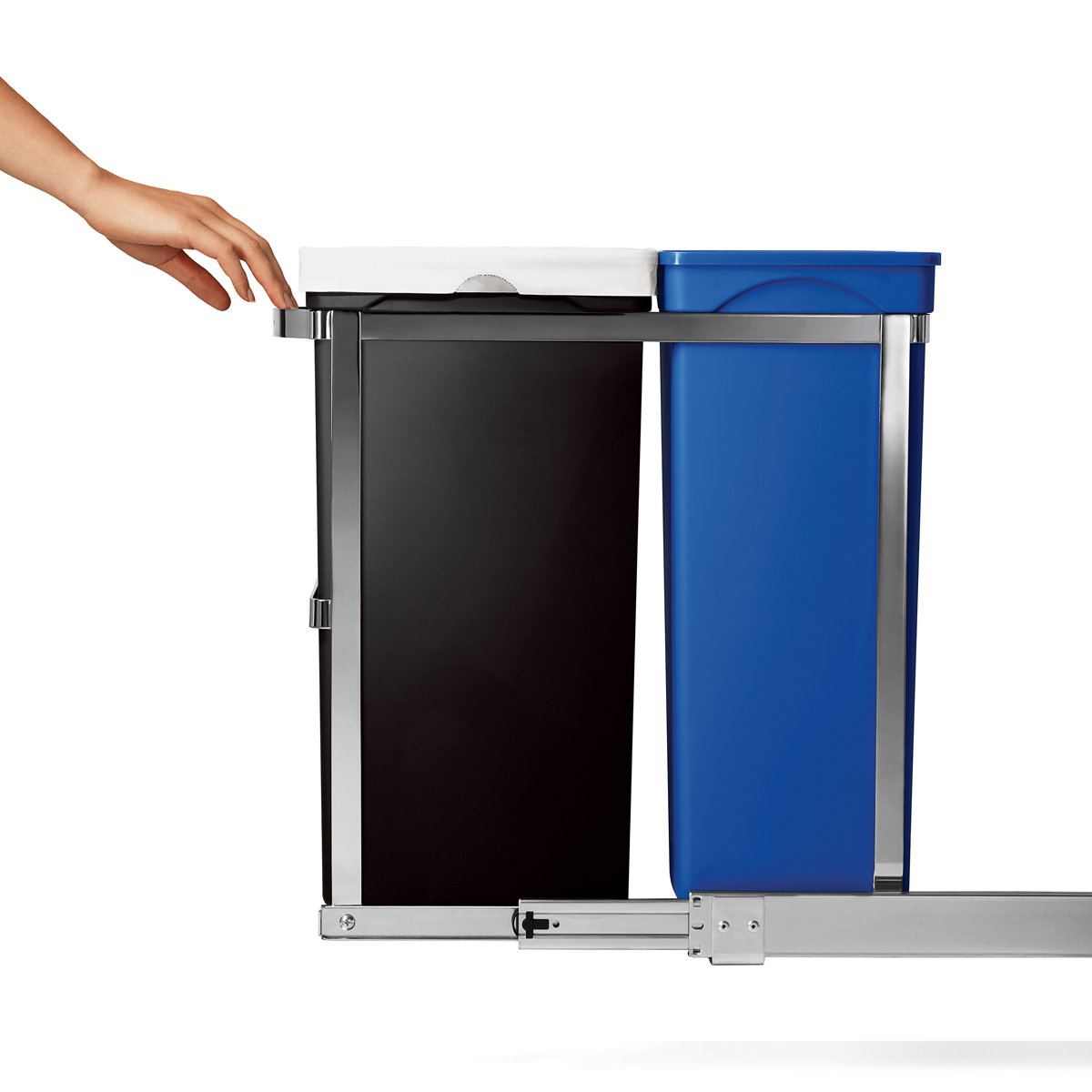 Simplehuman 35 L / 9.3 Gallon Dual Compartment Under Counter Kitchen Cabinet Pull-Out Recycling Bin Trash Can